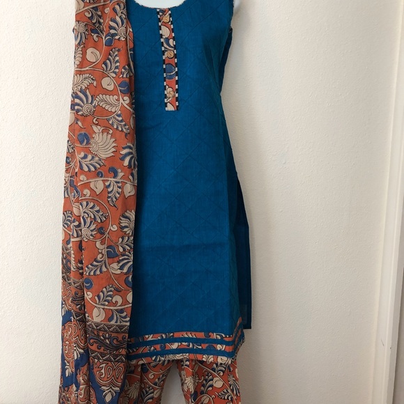 Blue Kalamkari Salwar Suit For Sale - Picture 2 of 5